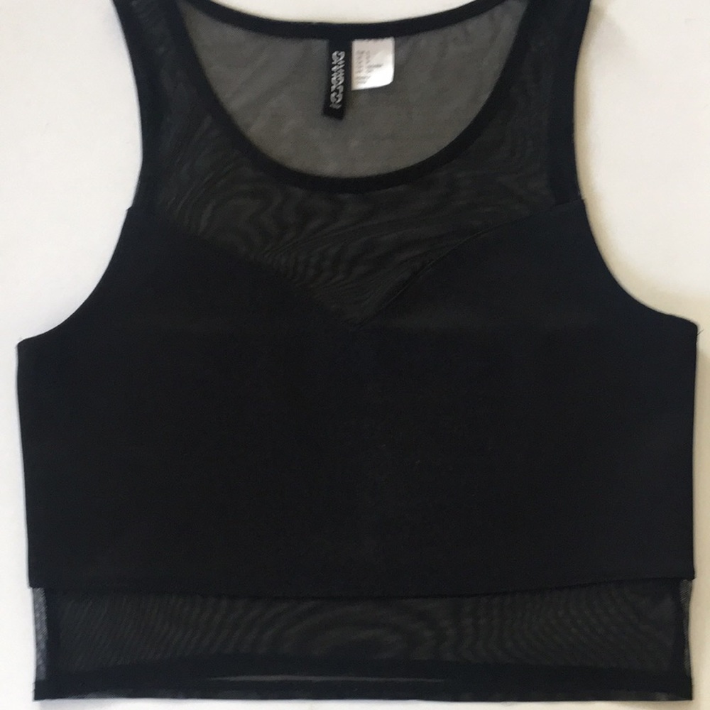 H&M Black Mesh Crop Top
